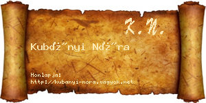 Kubányi Nóra névjegykártya