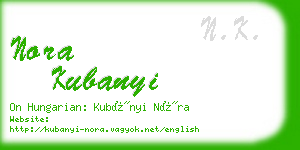 nora kubanyi business card